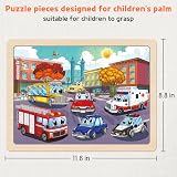 SYNARRY Wooden Vehicle Jigsaw Puzzles for Kids 3 4 5 6 7 8 60 Pieces view 5