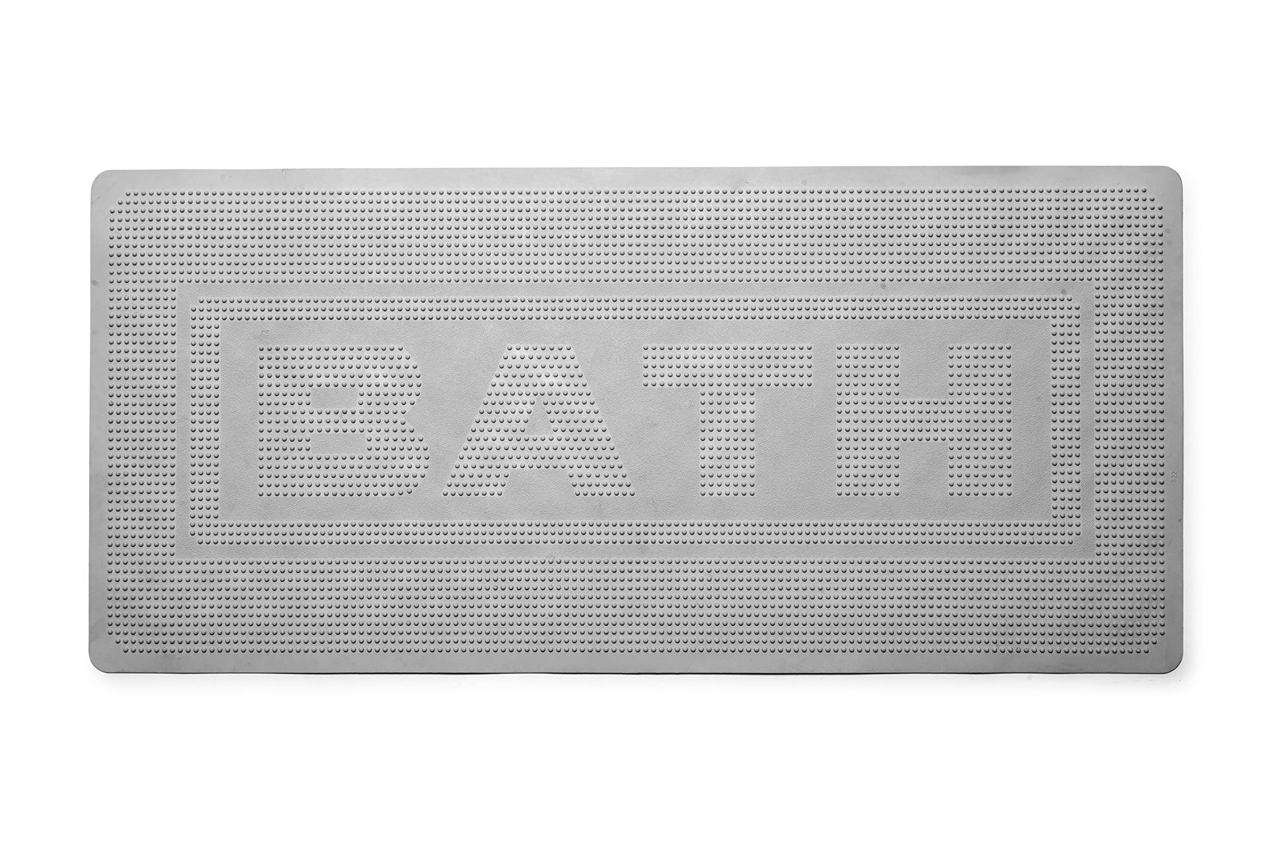 Croydex Non Slip Bath Mat - 'BATH' Modern Design, Durable Natural Rubber Mat with Secure Suction Cups, Anti Bacterial Treatment Anti Mould 34 x 74cm (Grey)