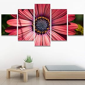 SIGNWIN 5 Panel Canvas Wall Art Red Fields...
