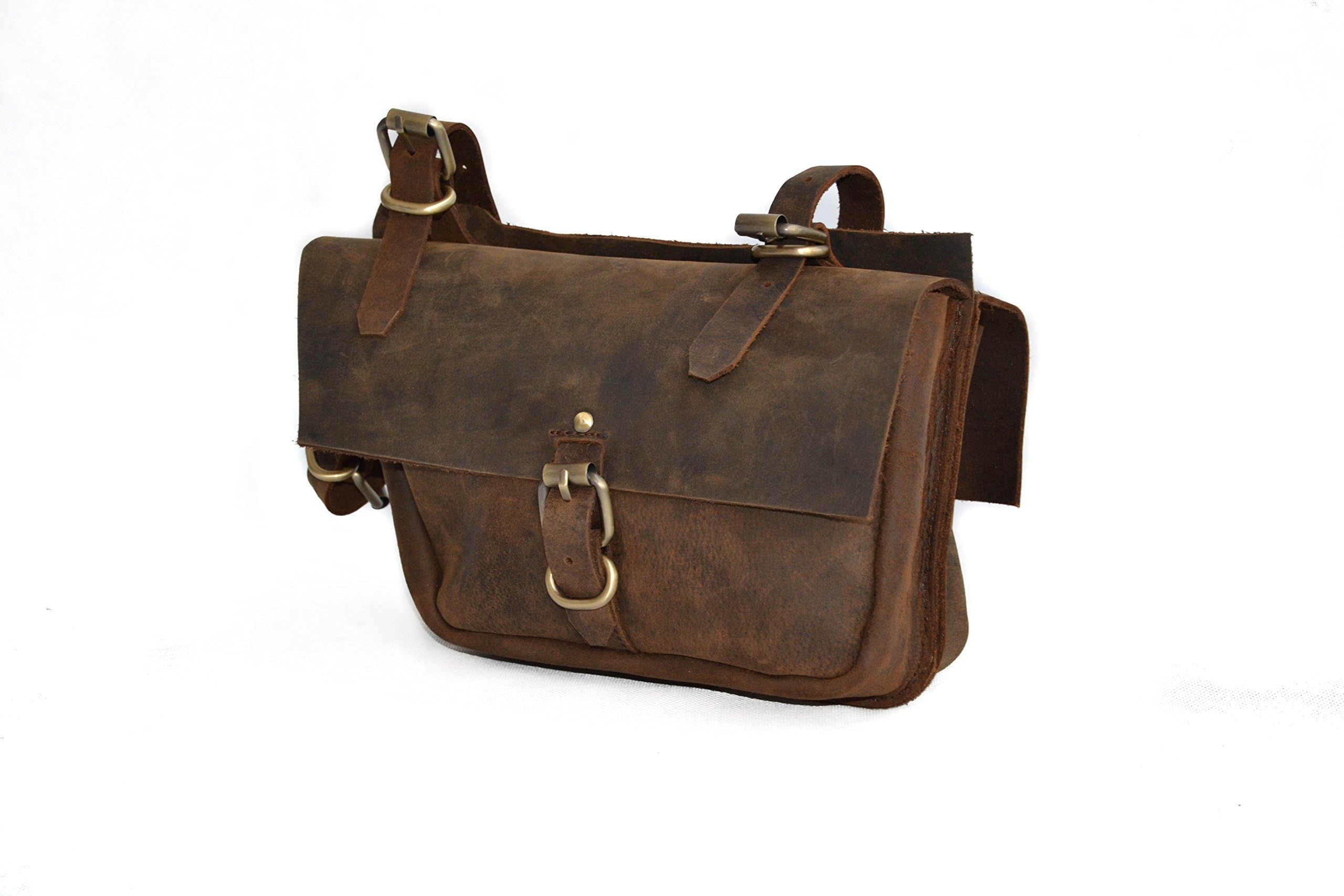 Old Skool Leather Bicycle Frame Bag Vintage Double