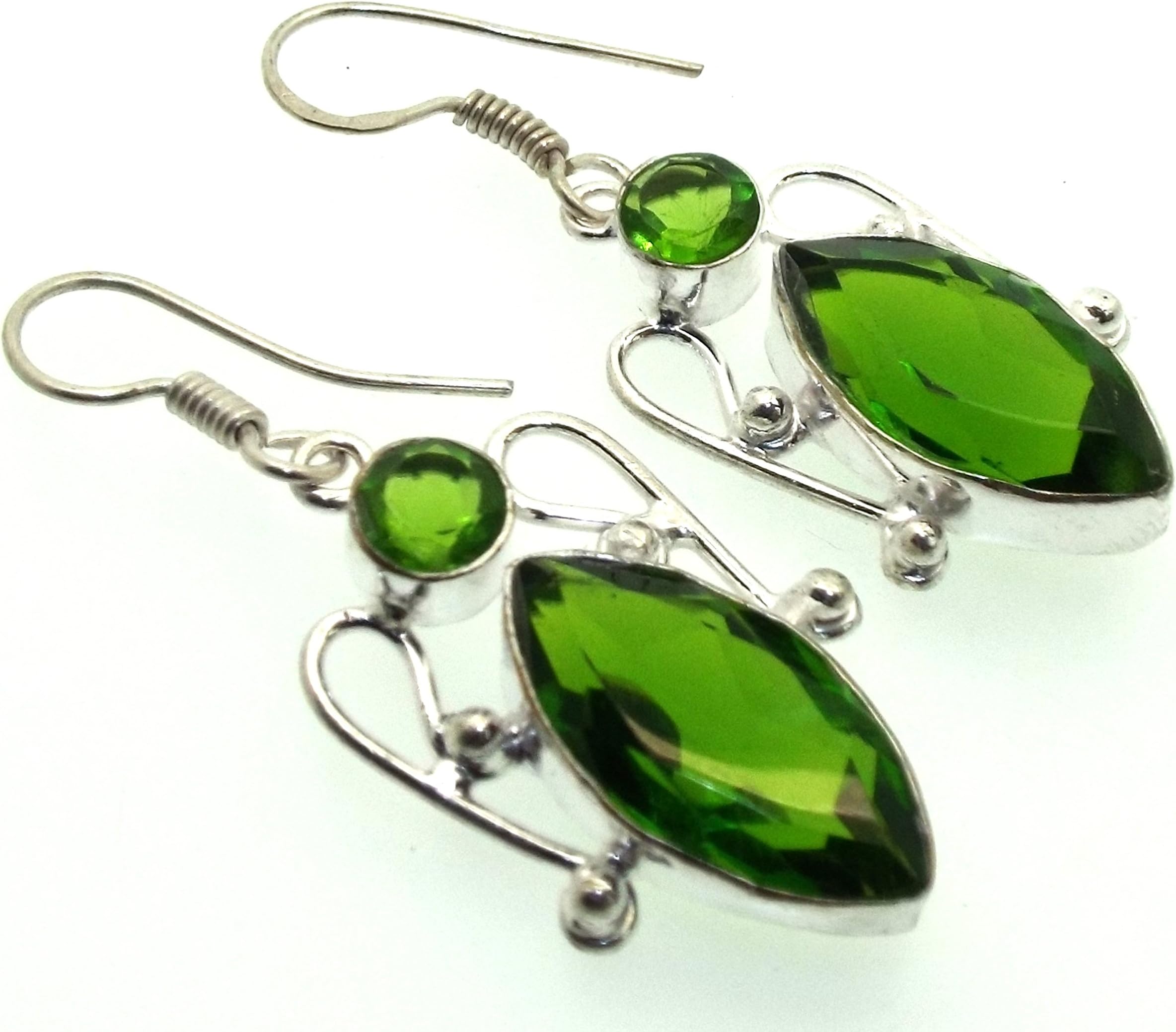 Peridot Gemstone Sterling Silver Earrings