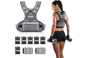 PACEARTH Adjustable Weight Vest 4-10lbs / 11-20lbs / 20-32lbs X-Shape Weighted Vest for Women and Men, Home Workout Ironsand Vest with Zipper Pouch and 6 Weight Packs, Available in Pink, Gray, Black