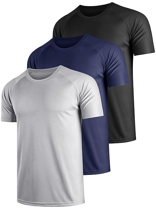 Teesmen 3 Pack Quick Dry T Shirt Running Shirts Men Sport Tops Gym Wicking Athletic T Shirts Breathable Workout Shirts（Multicolor set1-M）