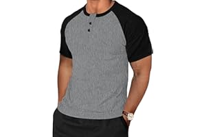 TARAINYA Henley Shirt Men Cotton Short Long Sleeve 3-Button Casual Tee T-Shirt