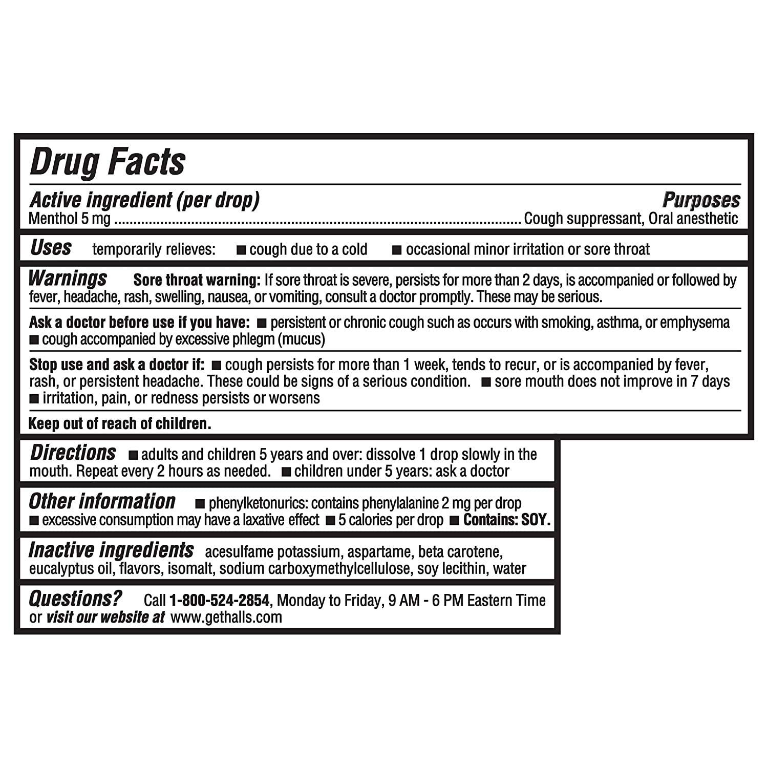 Halls Citrus Sugar Free Cough Drops - with Menthol - 300 Drops (12 bags of 25 drops) : Cough Drops : Grocery & Gourmet Food