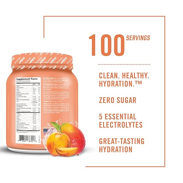 BIOSTEEL ZERO SUGAR HYDRATION MIX, GREAT TASTING HYDRATION WITH 5 ESSENTIAL ELECTROLYTES, PEACH MANGO FLAVOR, 100 SERVINGS PER TUB