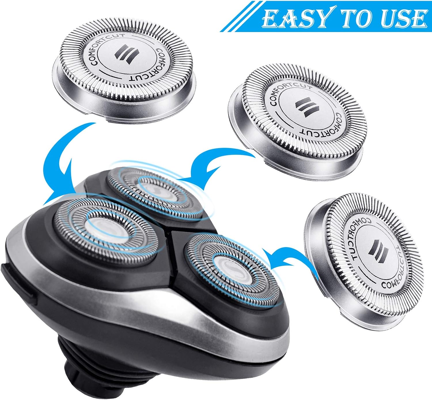SH30 Replacement Head Compatible with Electric Shaver Series 1000, 2000, 3000 Click and Style with Pointed Blade - Image 3