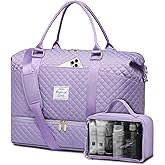 Women Weekender Travel Duffle Bag: Travel Duffel Overnight Bags with Shoe Compartment Large Carry on Tote Bag Toiletry Bag Weekend Yoga Gym Hospital Bags for Labor and Delivery with Wet Pocket Purple