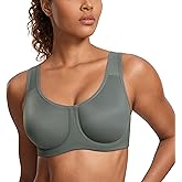 SYROKAN Women's Max Control Underwire Sports Bra High Impact Plus Size with Adjustable Straps Unlined Bra