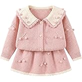 JiAmy Girls Cardigan Skirt Sets Toddler Knit Sweater and Skirt 2 Piece Winter Fall Outfit 1T-8Y