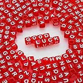 Amaney 800pcs Red Letter Beads Square 6mm for Jewelry Making DIY Necklace Bracelet