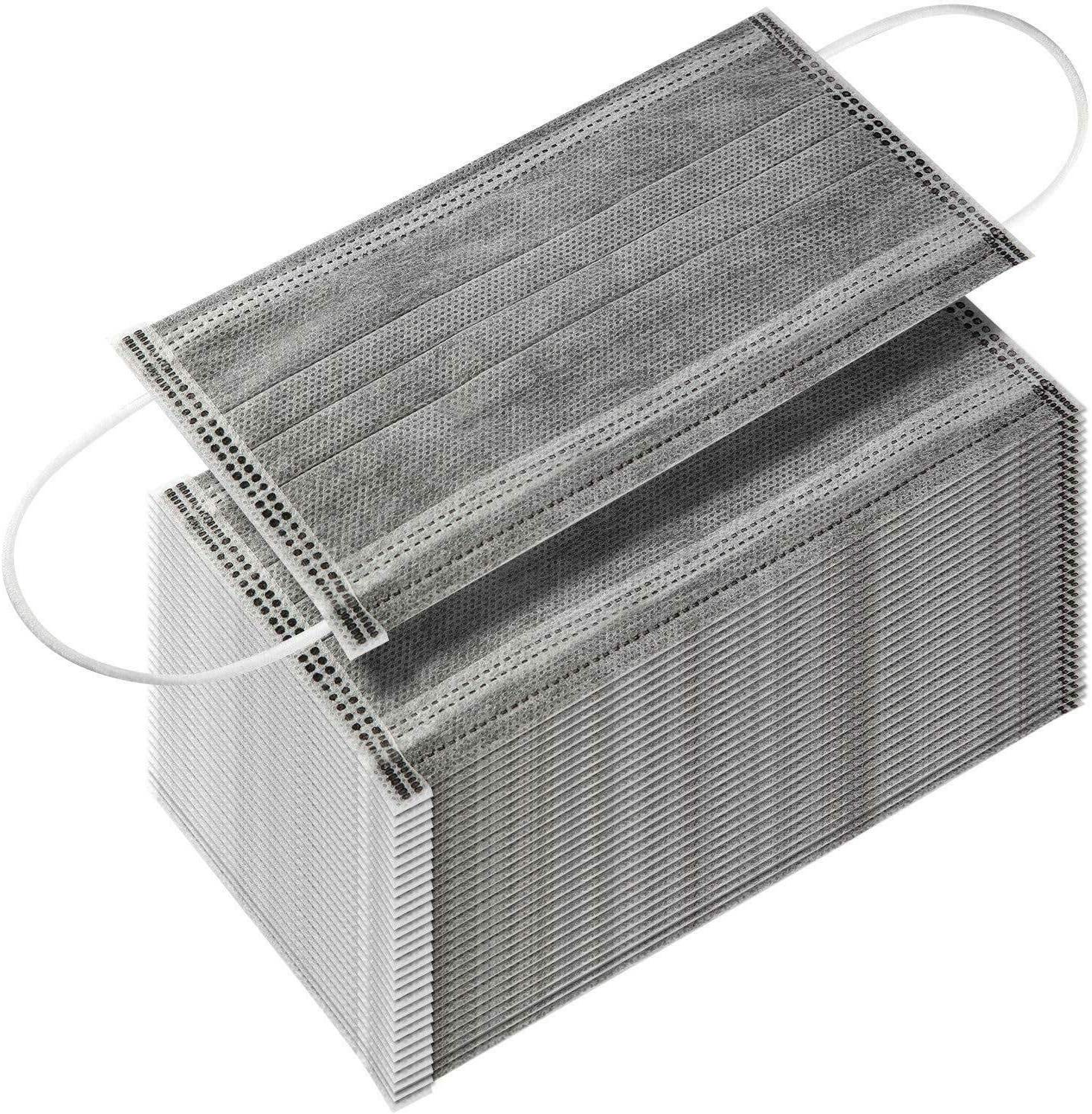 50Pcs 3-Layer Disposable Charcoal Activated Carbon Mouth Mask Filter Cover New