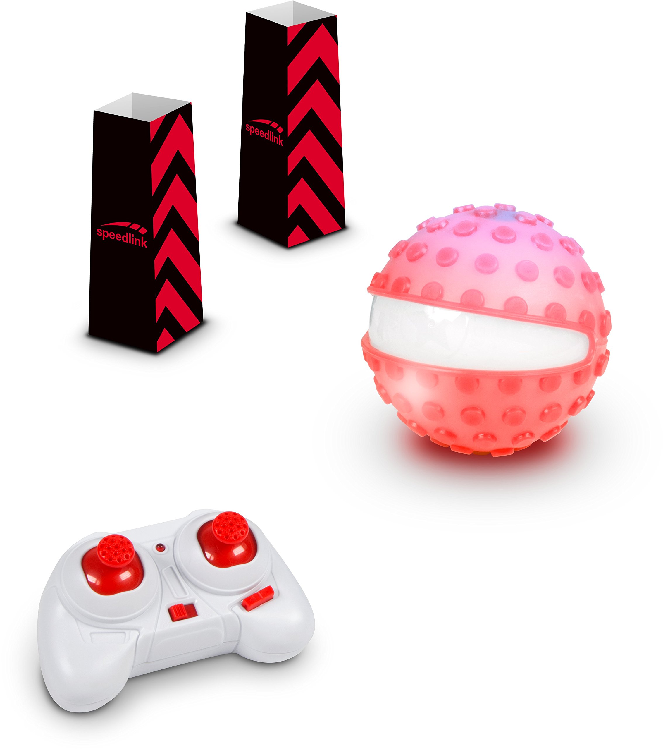 Speedlink Remote Controlled Racing Ball Sphere – Racing Game Set RC (Anti-Slip Silicone Case Cover for Extra Grip Sand and Earth Wind Direction Indicator With White LED – Maximum speed: 8 km/h) Red
