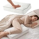 Sxoofwork Knee Pillow for Side Sleepers, Memory Foam Leg Pillow, White | 6-inch shredded memory foam fill, cooling fabric cover, fits between or under knees, whole pillow machine washable