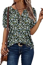 KISSMODA Women's Tunic Tops Casual V Neck Short