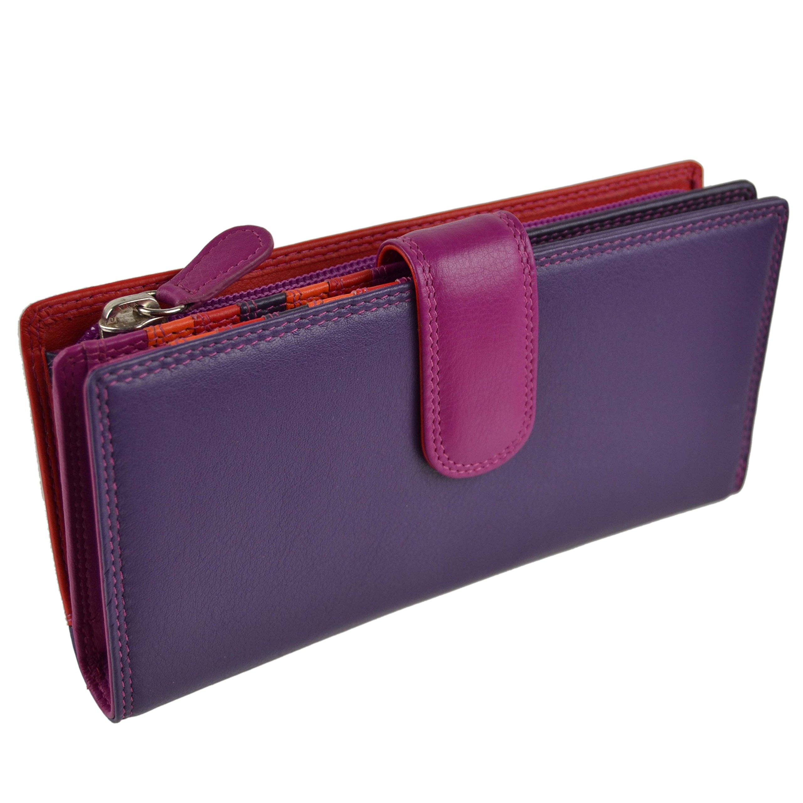 Ladies Leather Tabbed Purse/Wallet by Golunski; Graffiti Gift Box Bright Colours (China Rose)