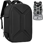 TORIBIO Camera Backpack, Hardshell DSLR Photography Camera Bag, Waterproof Hard Shell Camera Case with Tripod Holder & 15.6" Laptop Compartment Compatible with Canon/Nikon/Sony/DJI Mavic Drone