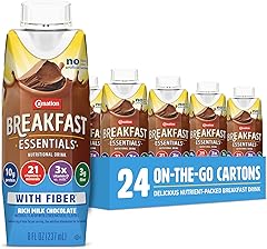 Carnation Breakfast Essentials Ready to Drink with Fiber, Rich Milk Chocolate, 8 FL OZ Carton (Pack of 24)