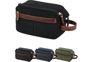 Vorspack Canvas Toiletry Bag for Men - Water Resistant Travel Bag for Toiletries, Bathroom Essentials, Accessories - Black
