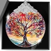 Christmas Ornaments Stained Glass Tree of Life Decor Ornament First Christmas Together Ornament for Newlyweds and Engaged Couples Wedding Decor Bridal Shower Gift