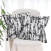 OYIMUA Black and White Fluffy Decorative Pillow Covers 18x18 Set of 2 | Soft Luxury Accent Throw Pillows for Living Room Couch Bed | Modern Boho Cushion Covers Farmhouse Pillow Cases