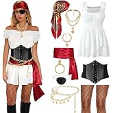 GERVAISE Womens Pirate Costume Accessories Full Set Halloween Costume Theme Party Outfit