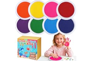 COSWEET Large Washable Ink Pads for Kids - 7" Ink Pad for Handprint Footprint Toddler Finger Paint, 8 Vibrant Colors Stamp Pad Set for Card Making/Preschool Crafts/Birthday Gifts