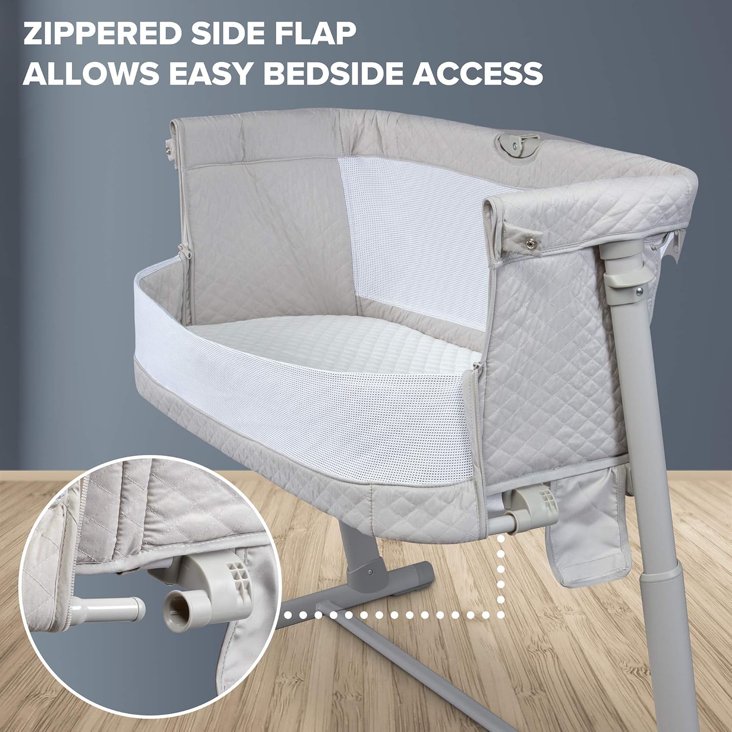 bedside bassinet attaches to bed