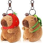 Ditucu 2 Pcs Capybara Plush Keychain Toys Kawaii Strawberry Turtle Capibara Stuffed Animal Dolls Pendant for Backpack Decoration Gift for Kids