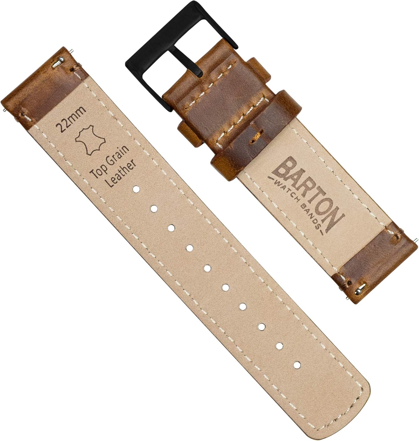 Barton Quick Release - Top Grain Leather Watch Band Strap - Choice of Width - 16mm, 18mm, 19mm, 20mm, 21mm 22mm, 23mm or 24mm | 