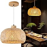 23.6inch Bamboo Rattan Pendant Light, Hand-Woven