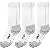 Top Flite Men's Coolmax Seamless Sport Ribbed Crew Socks 3 Pair Pack, White/Grey, Large