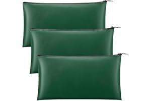Paterr 3 Pcs Money Bag with Zipper Bank Deposit Bag 11 x 6 Inch Security PU Leather Money Pouch Leatherette Zippered Coin Cash Wallet Utility Check Wallet Cosmetic Tool(Green)