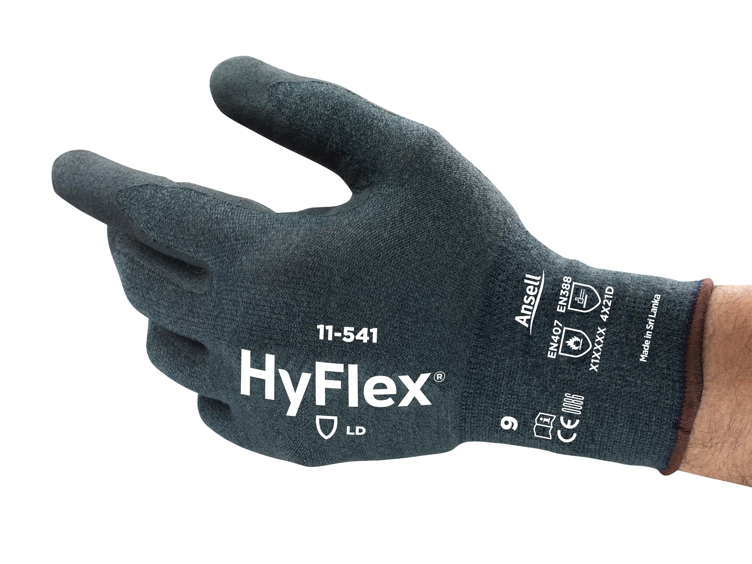Ansell HyFlex 11-541 Cut Resistant Gloves in Kevlar, Mechanical Protection, Exceptional Grip, Ultralight Weight Style, Industrial PPE Workwear, Men Women, Grey, Size M (12 Pairs)