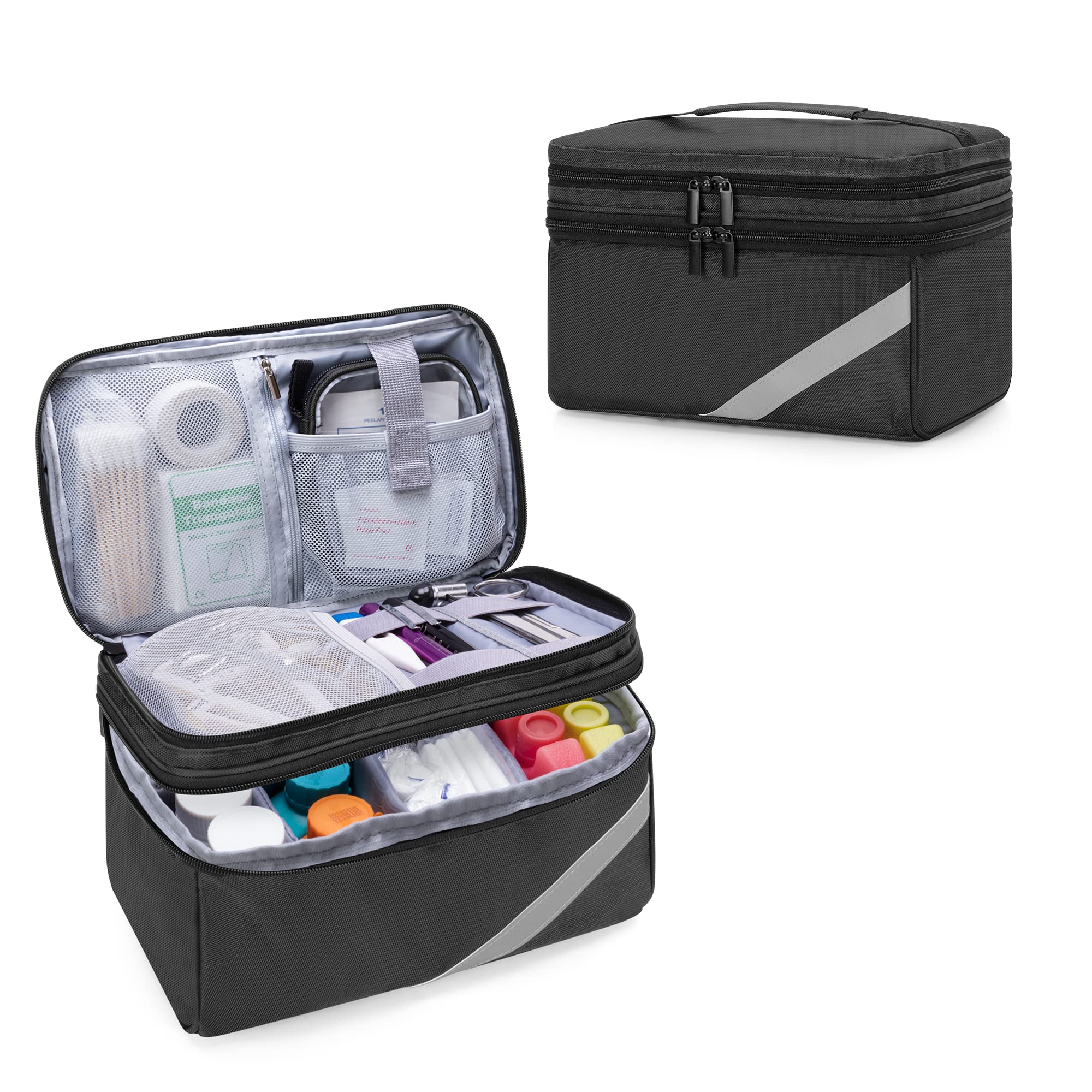 Trunab Small Medical Bag Empty, Medicine Travel Storage Bag for Emergency Medical Kits, Black (Empty Bag), Patented Design