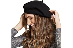 UTOWO Womens Wool French Beret Chic Solid Beanie Hat Stretchable Classic Beret