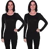 Active Basic Athletic Fitted Plain Long Sleeves Round Crew Neck T Shirt Top - Black/Black - Medium