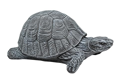 Tiefes Kunsthandwerk Statue aus Stein Schildkröte, schiefergrau, Steinoptik