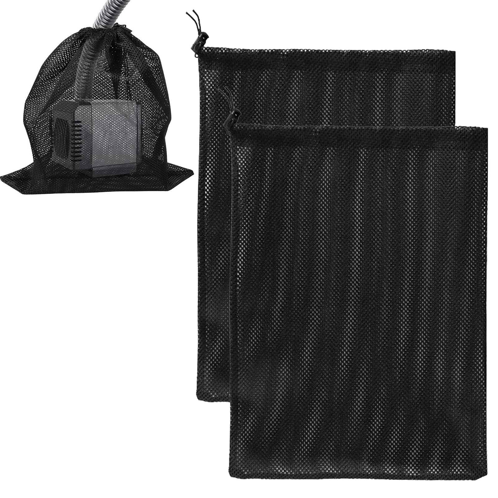 KARELLS Pond Pump Filter Bag, Pump Barrier Bag, Pack of 2 Pump Protection Bags, Pond Pump Filter Bag, Pump Barrier Bag with Drawstring, Reusable Filter Bag, 31 x 41 cm