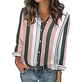 Zeagoo Women Blouses Chiffon Long Sleeve Button Down Shirts Business Causal Dressy Work Top V Neck Summer Spring Clothes