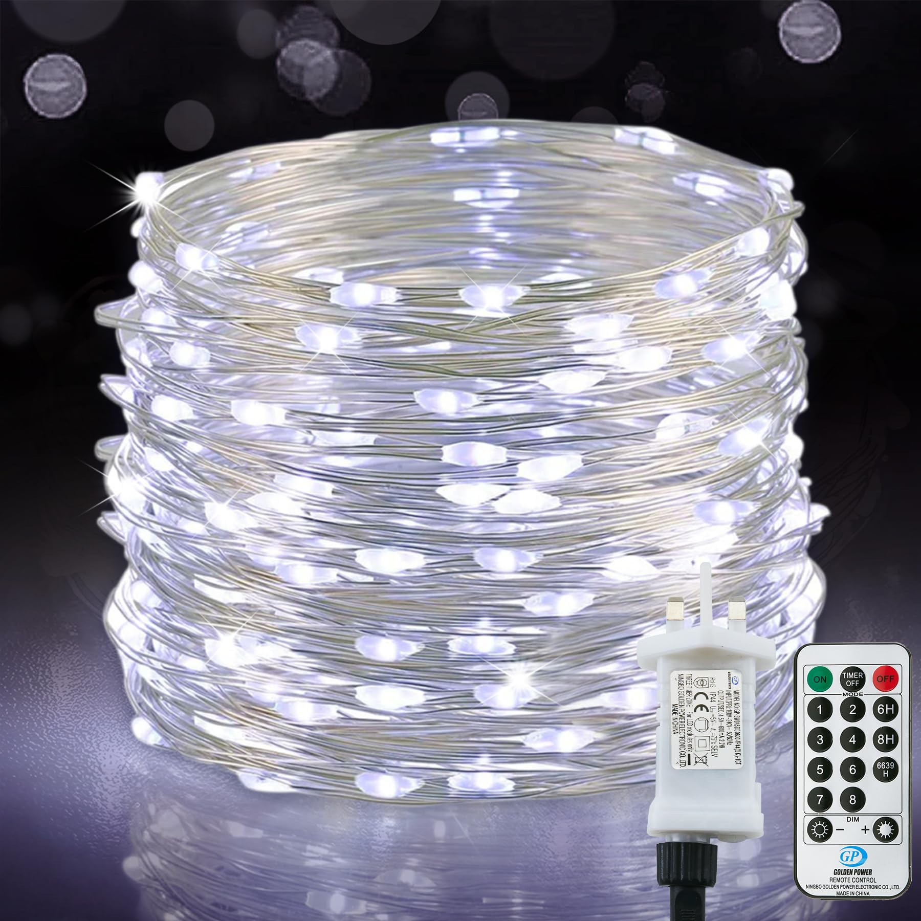 Fairy Lights, 220LED 25M/ 8 Modes Low Voltage String Lights Waterproof Outdoor/Indoor Copper Fairy Lights with Remote Timer for Bedroom, Balcony, Party, Wedding, Christmas (Cool White)