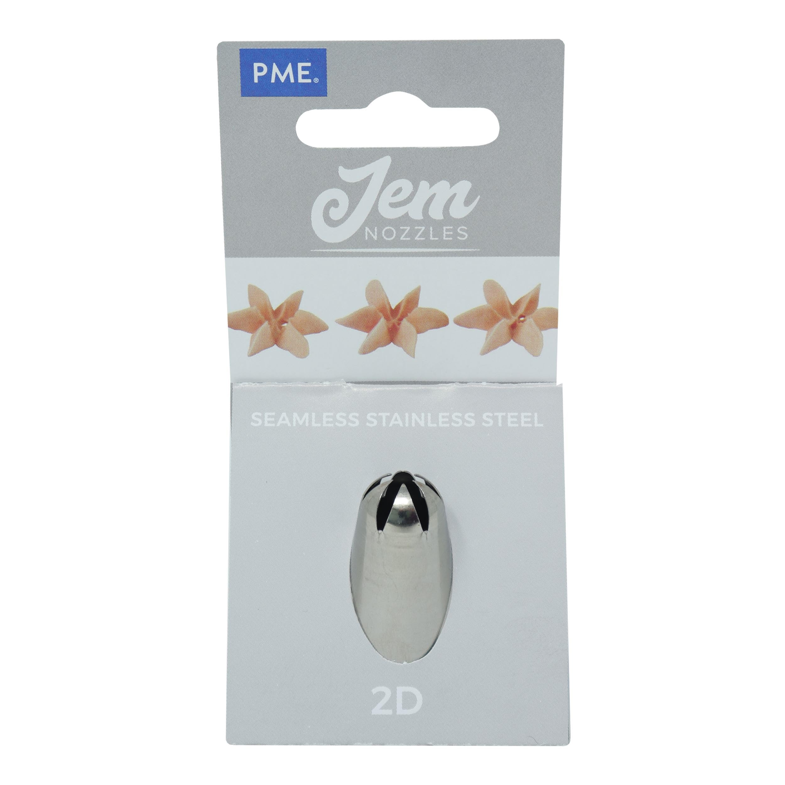 PME JEM Drop Flower Piping Nozzle no. 2D, Plastic, Silver Plastic