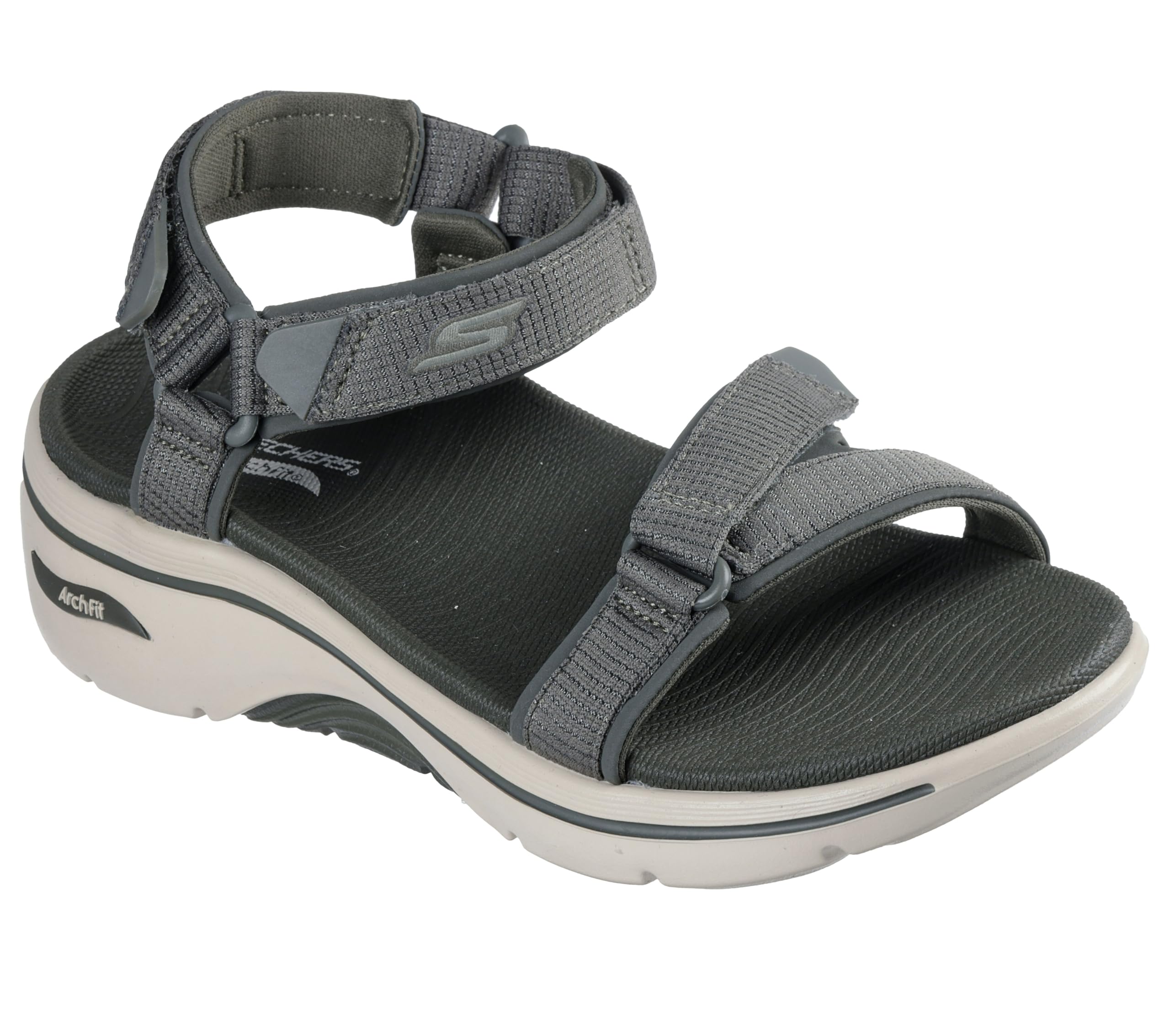 Skechers Women’s Quarter Strap Fisherman Sandal, Olive, 6