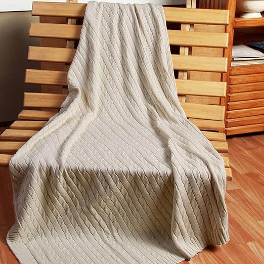 Homescapes Cable Knit Blanket Natural 100