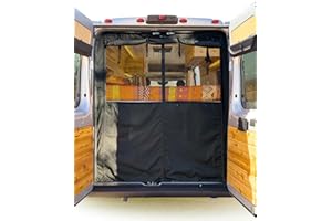 Vanhoxcci Van Bug Screen with Privacy Panel Fit for RAM Promaster 2015-2025 High Roof Rear Door Mosquito Net Campervans Flyscreen Mesh, Center Magnetic Closure