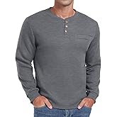 Sailwind Men's Henley Shirt Fleece Lined Long Sleeve Heavyweight Thermal Layer Pullover