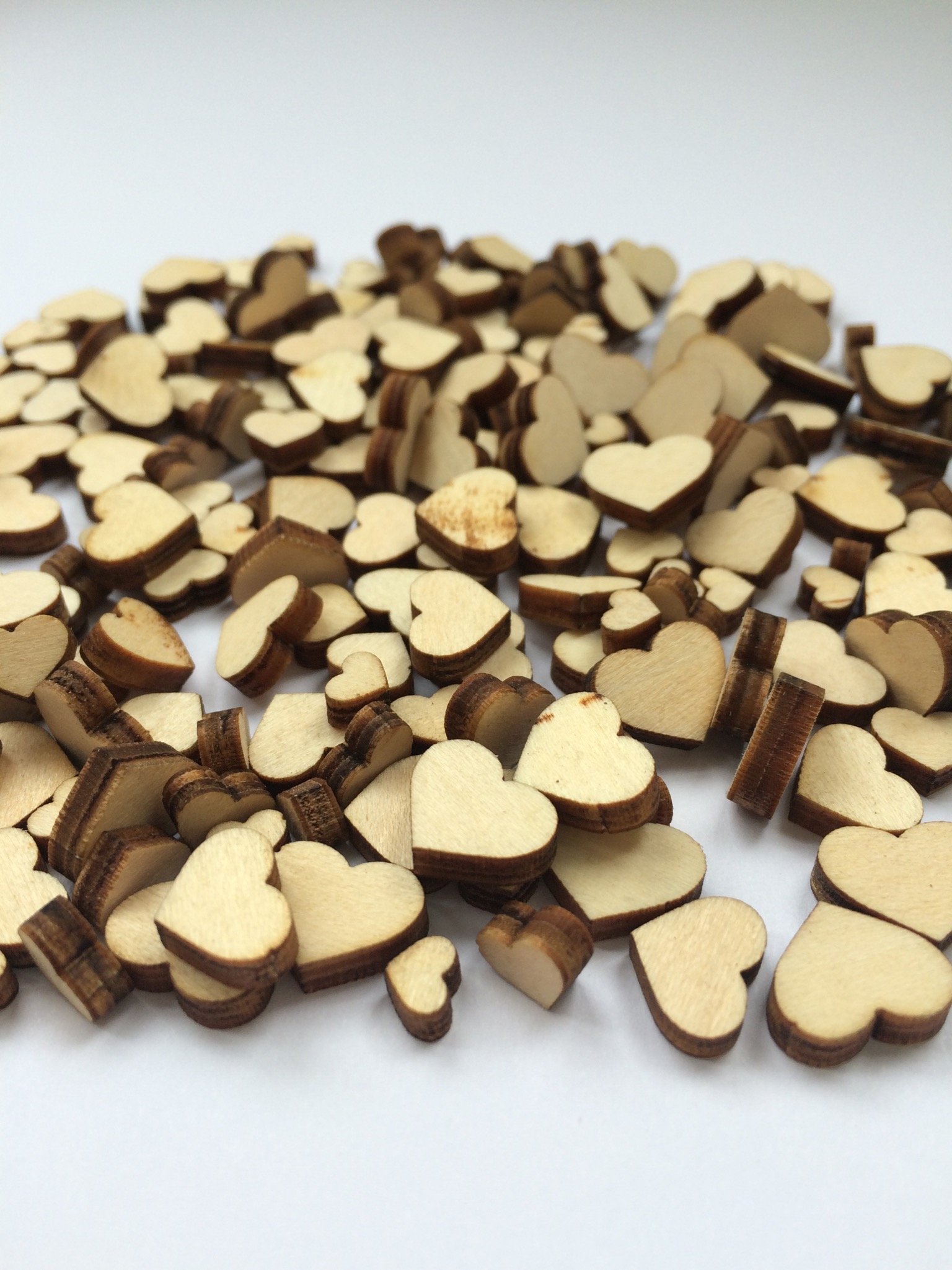 [Heart Shaped] Wooden Embellishments - Mixed Mini Scrapbooking Shapes for Craft