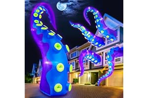ZUKAKII 14FT Halloween Inflatables Decorations Outdoor Giant Octopus Tentacles Inflatable Halloween with Build-in LED Lights Vivid Spooky Blow Up Yard Decoration Outdoor Holiday Party Yard Lawn Decor-Style D