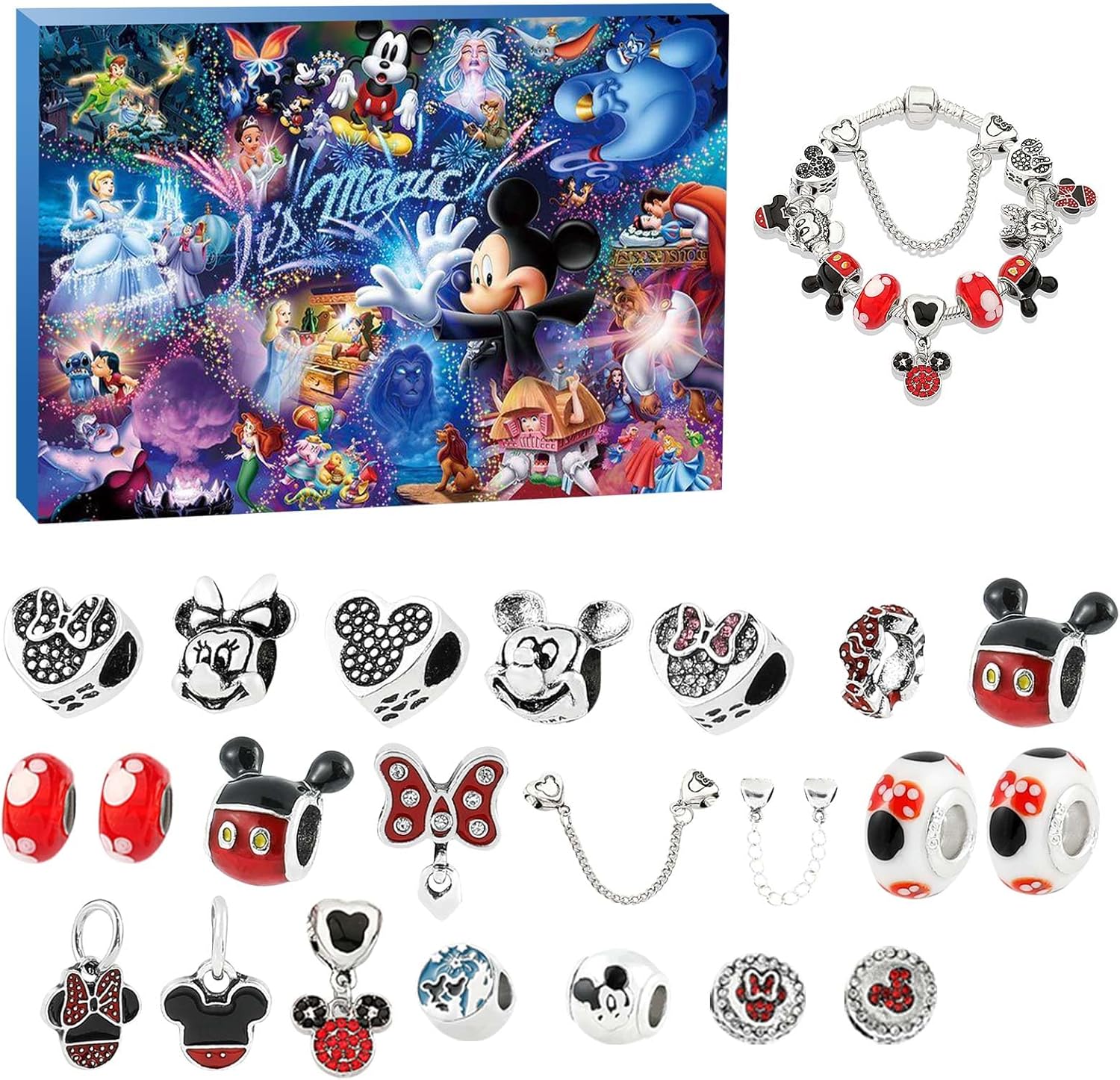 Advent Calendars - Christmas Advent Calendar Bracelets 2023, 24 Days Xmas Countdown Calendar DIY Jewelry Making Kit Gift 22 Charm Beads + 2 Bracelets for Kids Teens Women