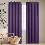 Deconovo Pencil Pleat Blackout Curtains Energy Saving Purple Grape 55x96 Pair view 7
